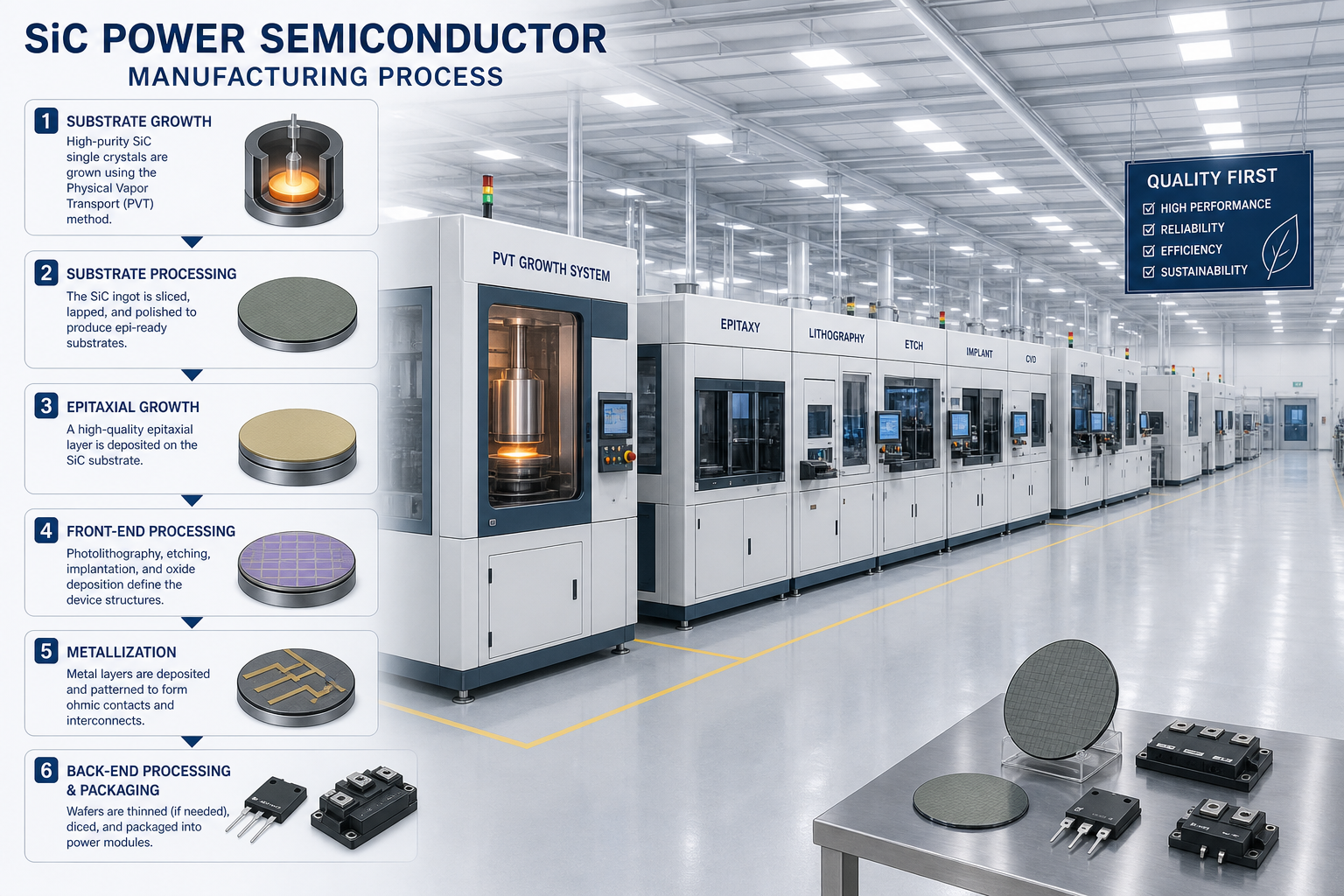SiC power semiconductor manufacturing process