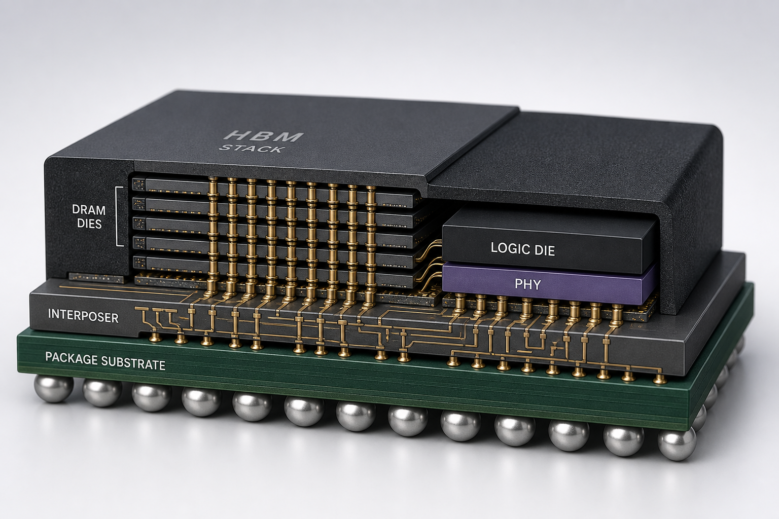 Close-up of a semiconductor package