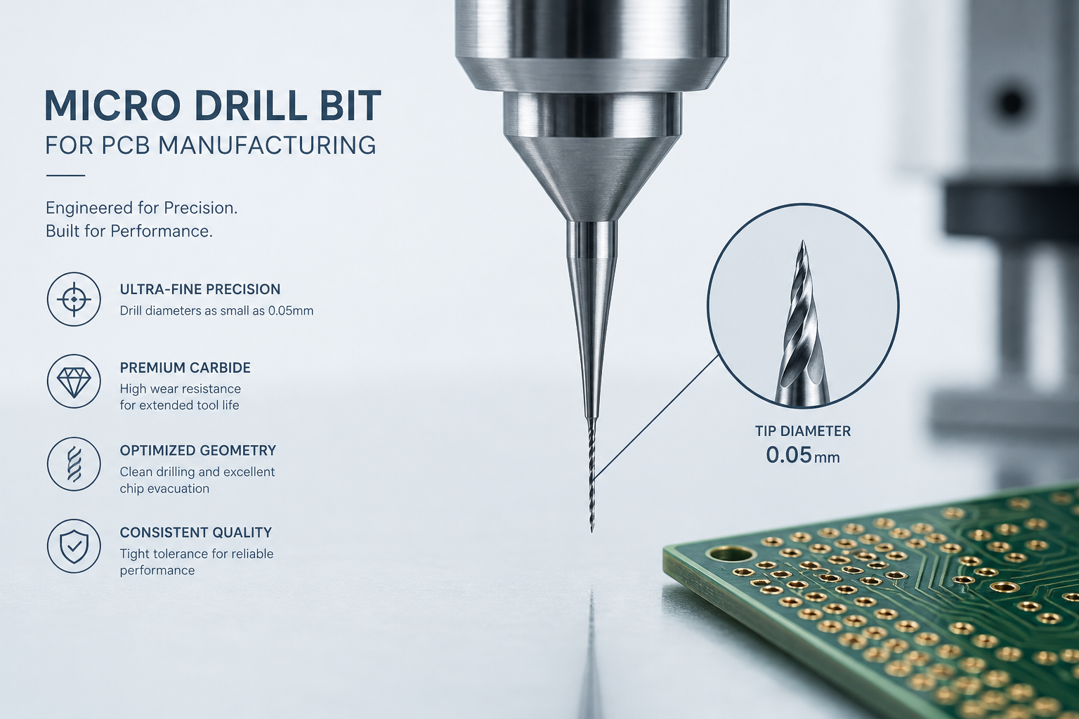 High precision micro drill bits for PCB manufacturing