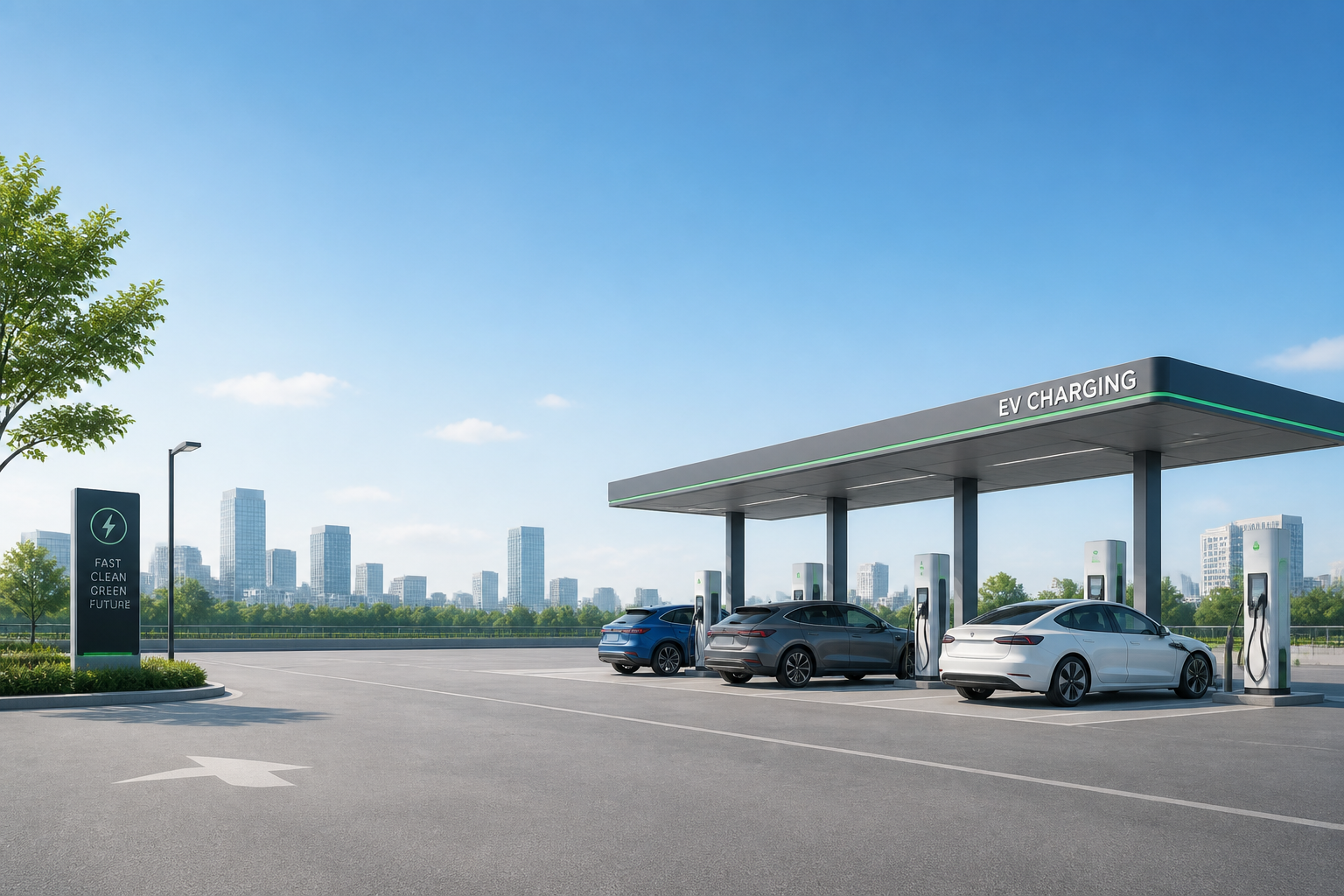 Electric vehicle charging station with modern design
