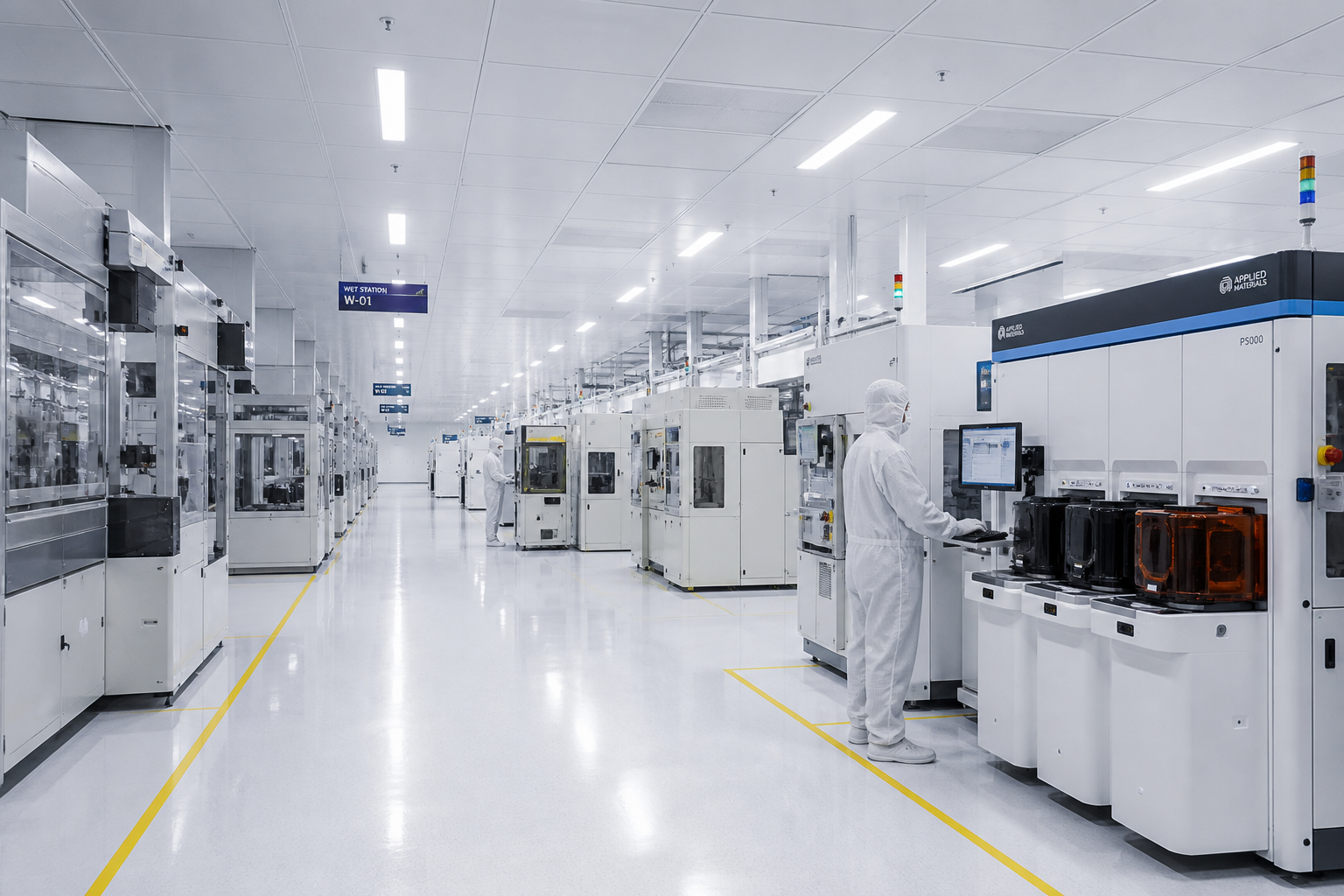 Wide industrial view of a semiconductor manufacturing facility