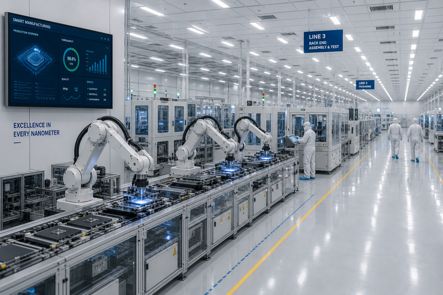 Wide shot of a semiconductor manufacturing facility